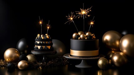 birthday cake and birthday accessories, elegant luxury