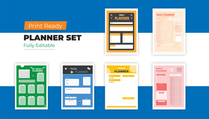 Print Ready Planner Set Fully Editable Daily Weekly and Travel Planners