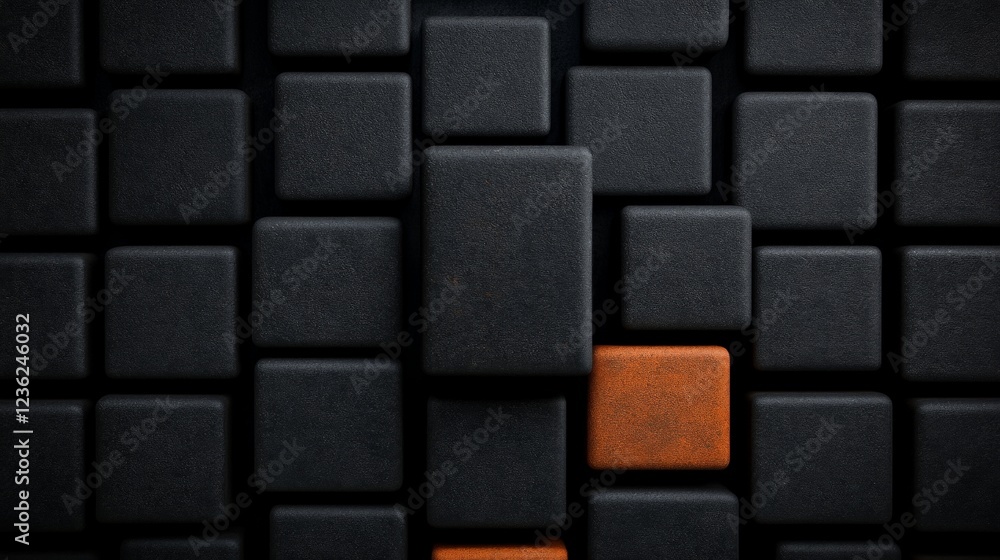 Poster abstract block pattern: a captivating image featuring a grid of dark gray blocks, punctuated by a si