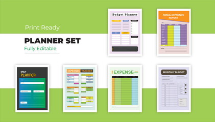 Fully Editable Print Ready Planner Set Daily Weekly Monthly Budget Expense Tracker
