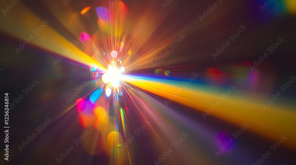 Aufkleber dazzling burst of colorful energy explosion with radiant light beams and mesmerizing prismatic flare