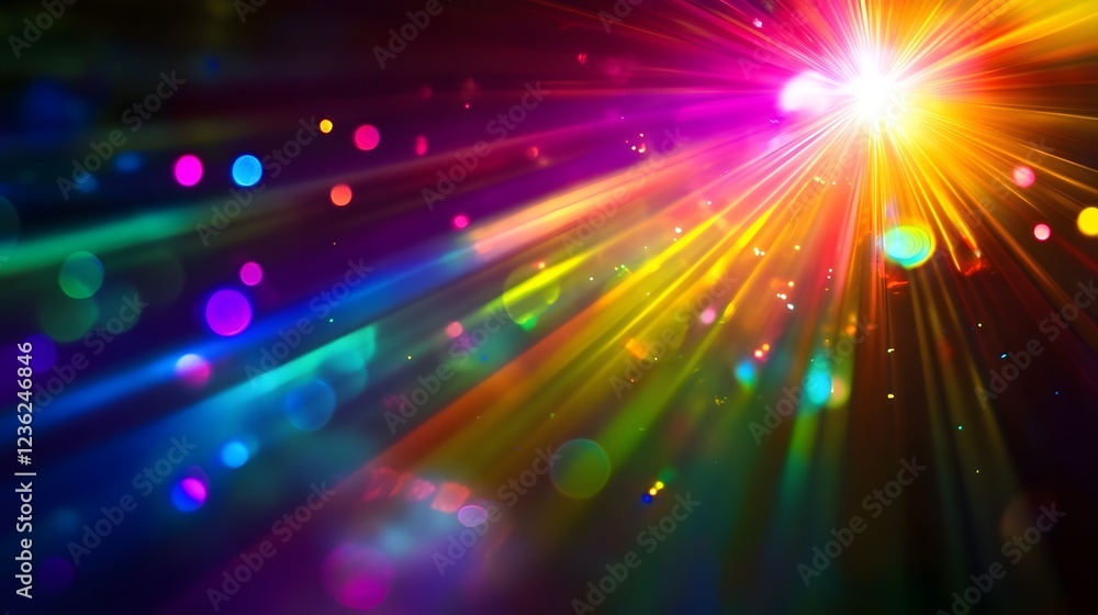 Poster Dazzling cosmic explosion of vibrant multicolored light and energy in an abstract digital Captivating and mesmerizing display of luminous prismatic and kaleidoscopic visual effects