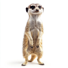 Fototapeta premium standing meerkat isolated on white background full depth of feild.