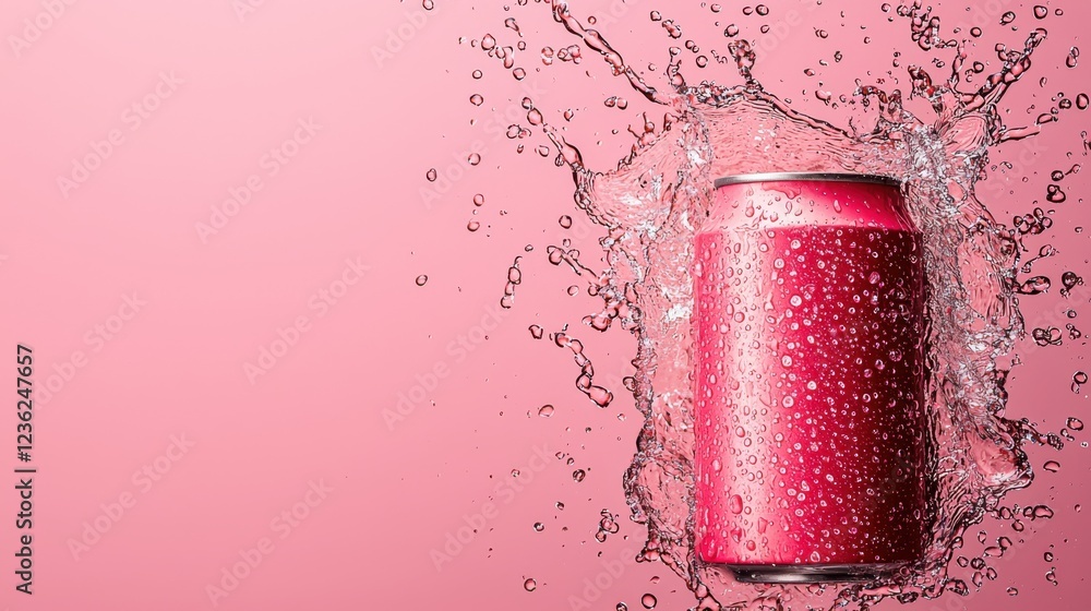 Aufkleber vibrant red energy drink can placed amidst a dynamic splash of liquid creating a captivating and eye