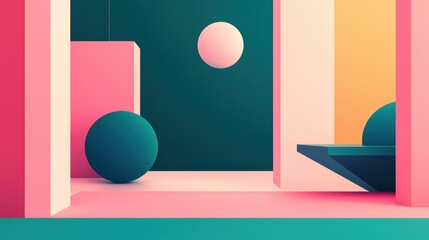 Abstract Geometric Shapes in Bold Colors with Minimalist Design