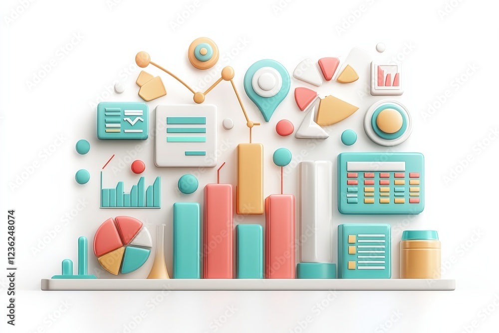 Poster vibrant and modern set of data analysis icons charts graphs and infographic elements for business fi