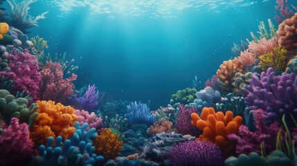Fototapeta premium Vibrant Underwater Coral Reef Teeming with Colorful Marine Life