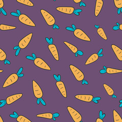 Carrot pattern seamless orange background vector illustration