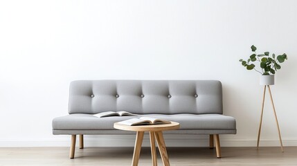 Grey Sofa in Minimalist Living Room Interior