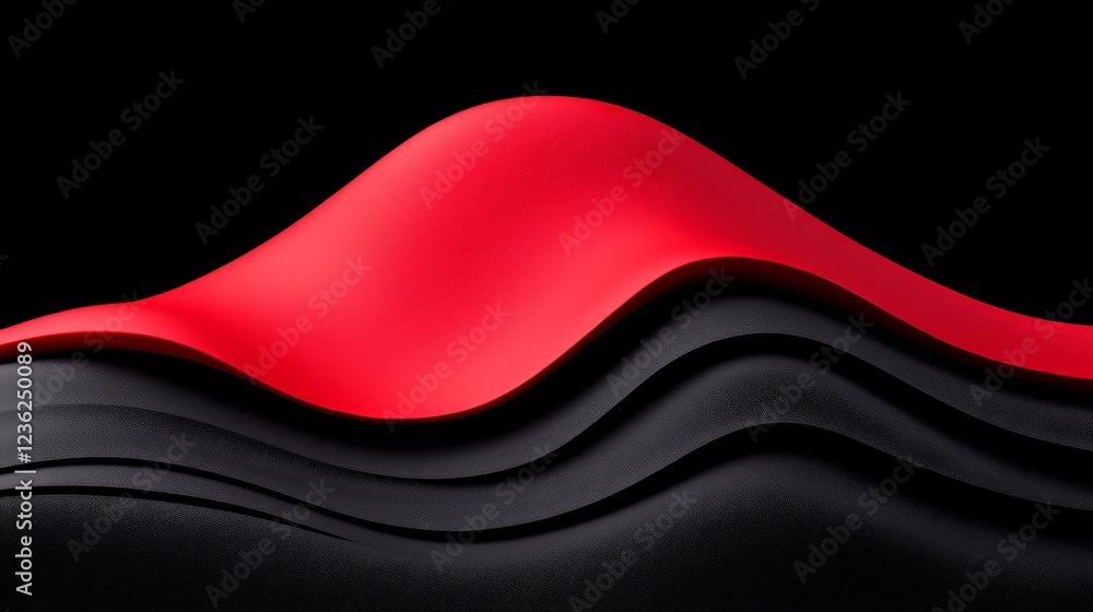Poster abstract red and black waves: a bold abstract design featuring vibrant red waves cascading over a ba
