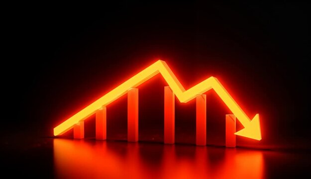 Glowing red graph rising upwards on a dark background.