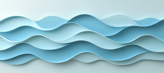 Fototapeta premium Seamless, Light Blue, 3D Minimalist Wave Texture pattern for Elegant and Abstract Backgrounds.