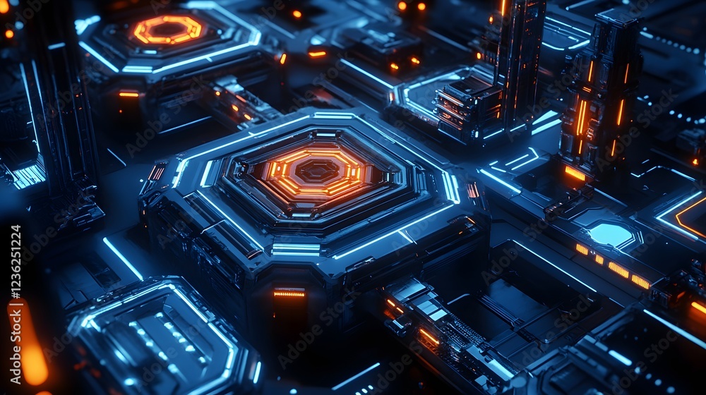Aufkleber abstract futuristic technological hexagon structure