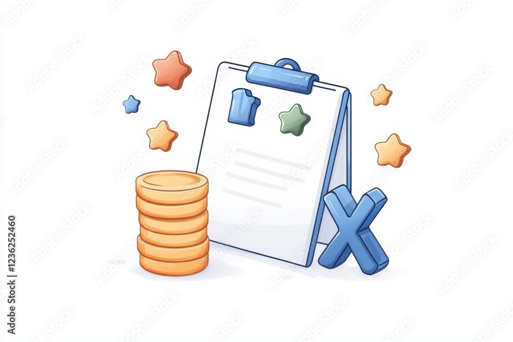 Poster illustrated icon representing the process of extracting and analyzing financial data such as capital