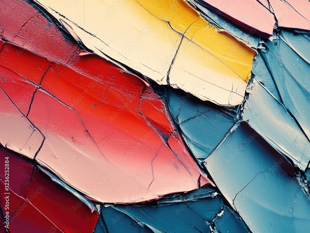 Poster vibrant canvas with multiple colors broken into fragments.