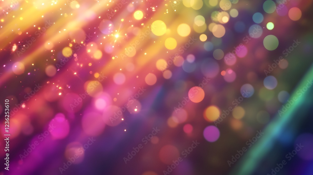 Poster Vibrant and dynamic colorful bokeh lights with glittering shimmering and sparkling effects creating a mesmerizing and luxurious atmosphere for festive holiday glamour and stylish design