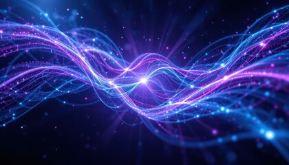 Obraz premium Glowing energy waves flow cosmic background, abstract design