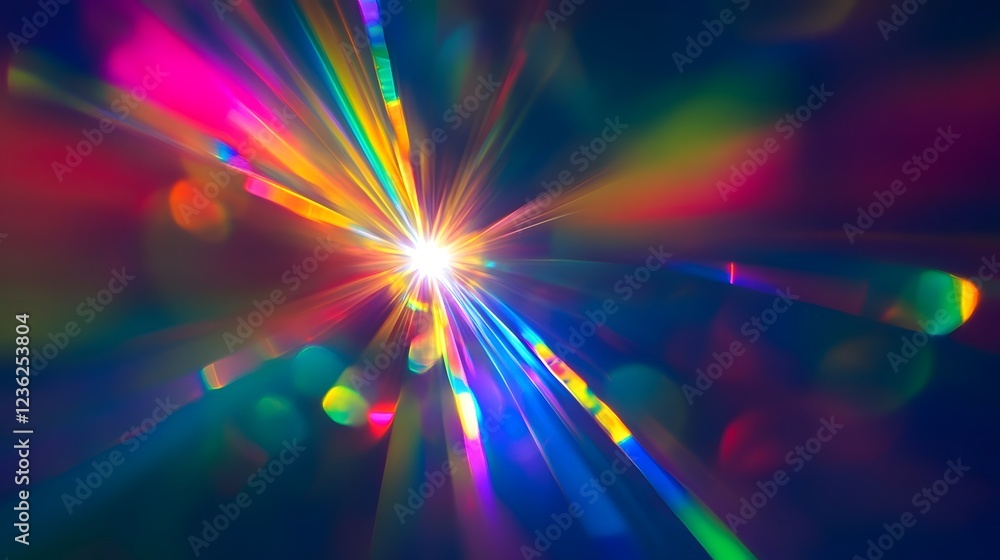 Aufkleber Vibrant burst of radiant energy a dazzling kaleidoscopic explosion of luminous spectrum lights that captivate the senses with a surreal and dreamlike cosmic display