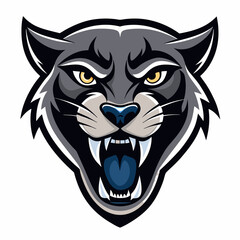 Obraz premium A snarling panther head in a sleek black-and-white design with high contrast