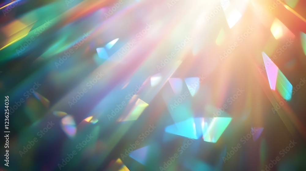 Poster Vibrant Colorful Abstract Rays Bursting with Dazzling Prism like Light Effect for Ethereal and Futuristic Backgrounds  Dramatic and dynamic digital with a kaleidoscopic iridescent