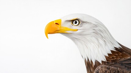 Obraz premium Majestic Bald Eagle Portrait Against Clean White Background