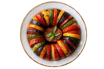 A delicious and vibrant dish of roasted vegetables, including carrots and bell peppers, served on a platter. Perfect for a light meal or an appetizer.