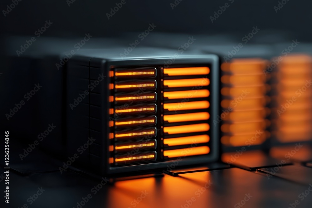 Aufkleber futuristic cloud computing environment featuring a sleek minimalist design with glowing digital serv