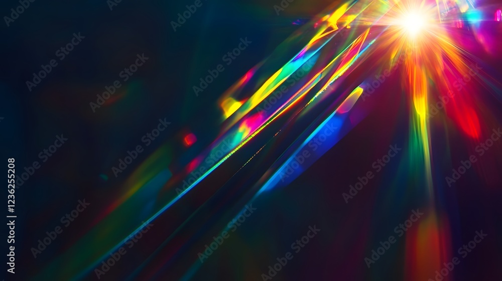 Poster vibrant cosmic light burst with dynamic colorful energy trails and radiant luminous beams sparkling 