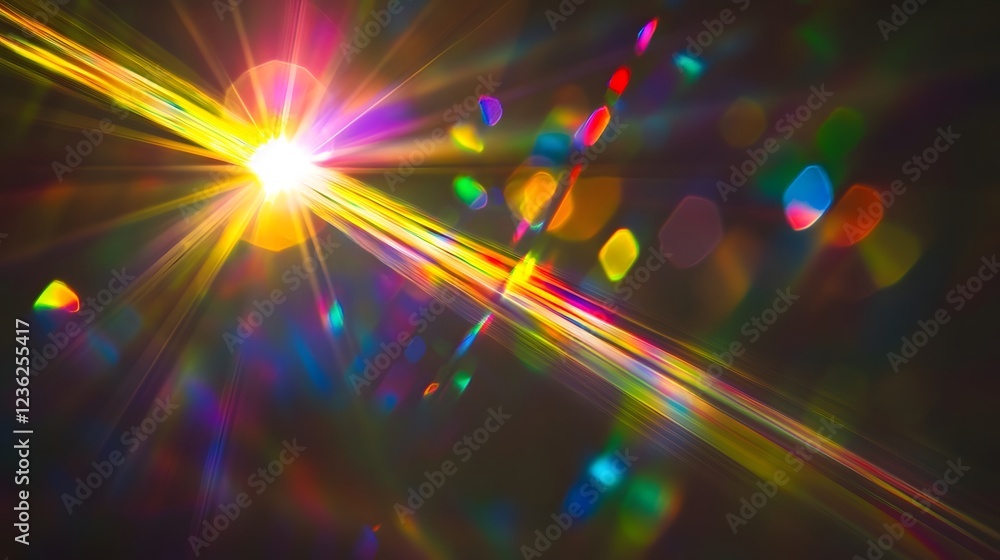 Aufkleber Vibrant explosion of colorful lights and rays creating a captivating abstract background for digital art graphic design and wallpaper  The image features a dynamic and radiant array of luminous beams