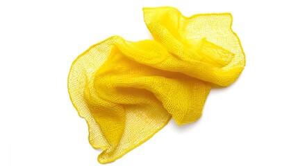 Bright Yellow Mesh Fabric Draped in Artistic Contours and Shapes