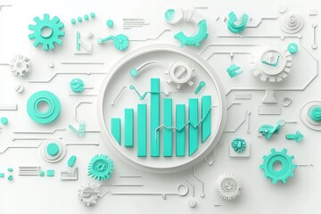 Stylized data analysis icons graphs and geometric patterns in a minimalist modern design for a business finance theme  Representing data driven decision making financial analytics