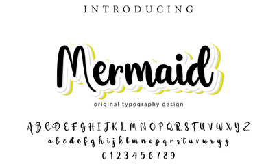 Mermaid Font Stylish brush painted an uppercase vector letters, alphabet, typeface