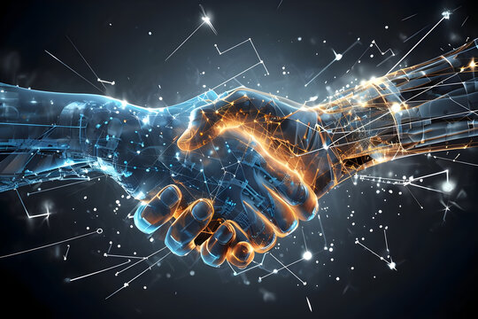 Crypto Business handshake on finance prosperity and money technology asset background . Generating Ai - Powered by Adobe