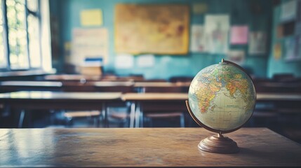 Children Engaged in Learning Activities Around a Globe, Exploring Books in a Cozy Library Setting During a Sunny Afternoon