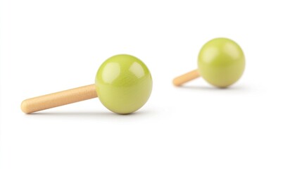 Colorful Wooden Toy Pieces with Green and Yellow Design Elements