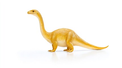 Obraz premium Realistic Yellow Dinosaur Figurine on White Background