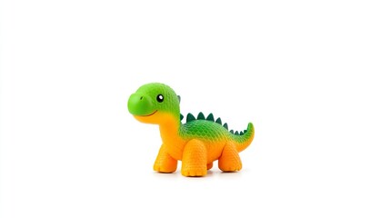 Fototapeta premium Colorful Toy Dinosaur in Bright Green and Orange Color Scheme