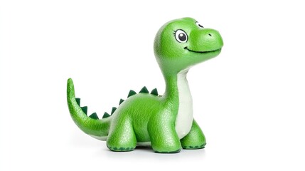 Fototapeta premium Cute Green Dinosaur Toy with Friendly Expression and Soft Texture
