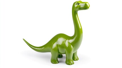 Obraz premium Bright Green Dinosaur Toy with a Short Neck and Friendly Expression