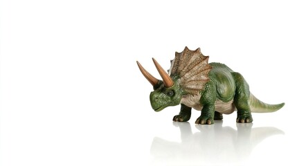 Green Triceratops Dinosaur Toy on White Background for Kids