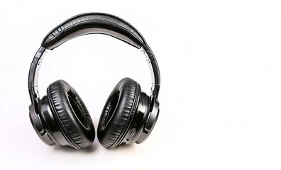Black Wireless Headphones with Soft Cushioned Ear Cups on White Background