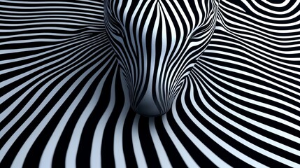 Close-up of swirling zebra-inspired lines in a monochrome black-and-white seamless texture, offering a sophisticated abstract look