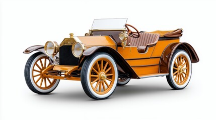 Naklejka premium Elegant Vintage Automobile: A Classic Car in Brown and Gold, Showcasing Early 20th Century Automotive Design and Luxury