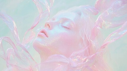 Fototapeta premium Graceful Tilt of the Head with Micro Glitter in Ethereal Light