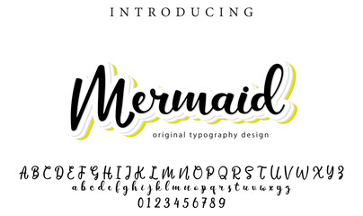 Mermaid Font Stylish brush painted an uppercase vector letters, alphabet, typeface