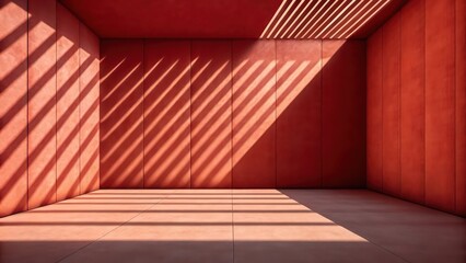 Red wall with diagonal shadows for a dramatic effect wallpaper background