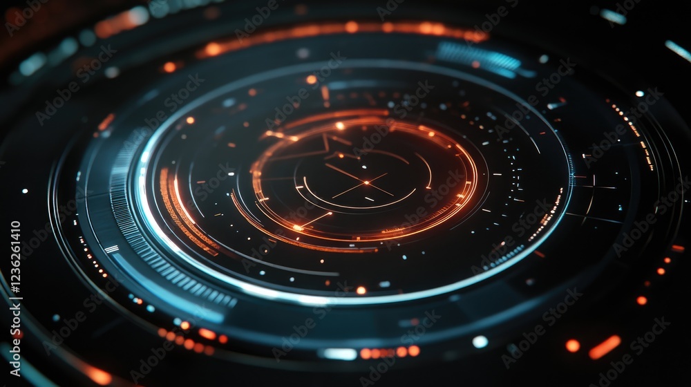Aufkleber high-tech glowing holographic visuals with seamless graphs and data overlays, symbolizing futuristic