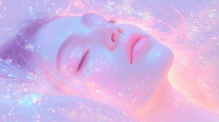 Fototapeta premium Dreamy Close-Up of a Serene Face with Delicate Features and Glow