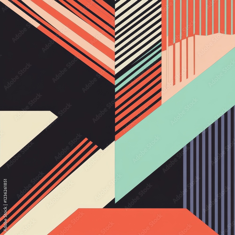 Poster abstract geometric shapes in bold colors and lines for design use