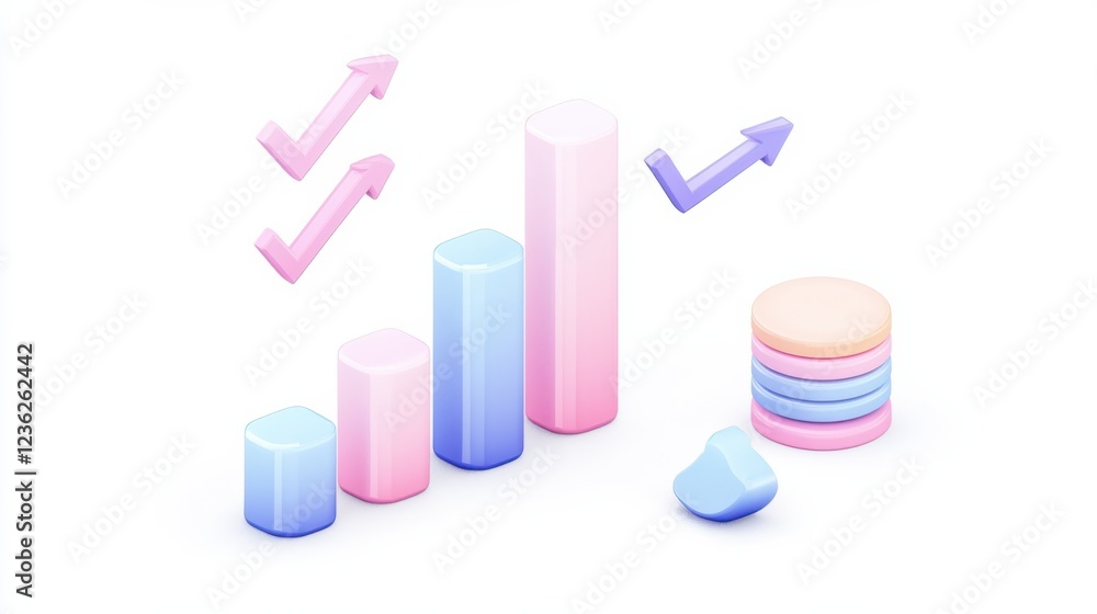 Aufkleber vibrant isometric data visualization icons representing business insights and analytics for financia